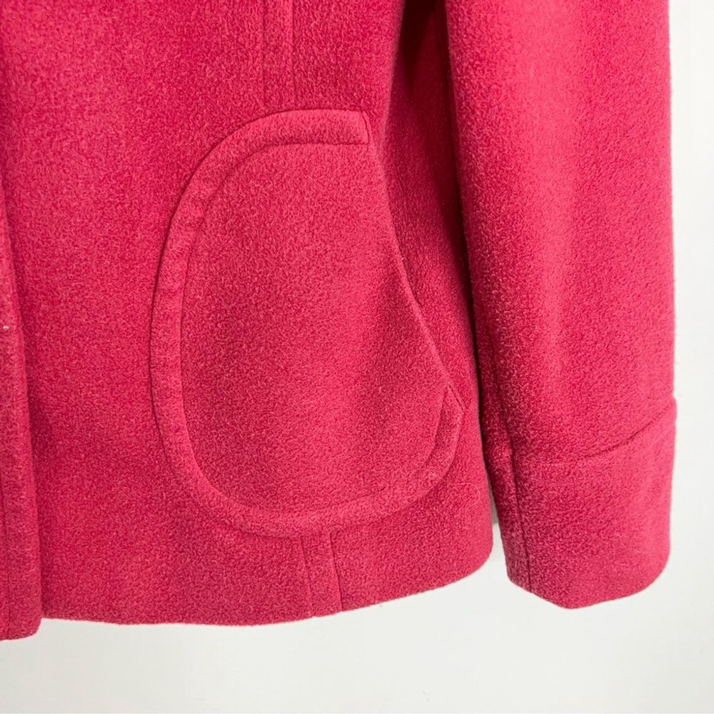 Watermelon pink red tailored cashmere blend pea coat M - Picture 7 of 10